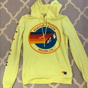 Womens neon yellow Aviator Nation sweatshirt